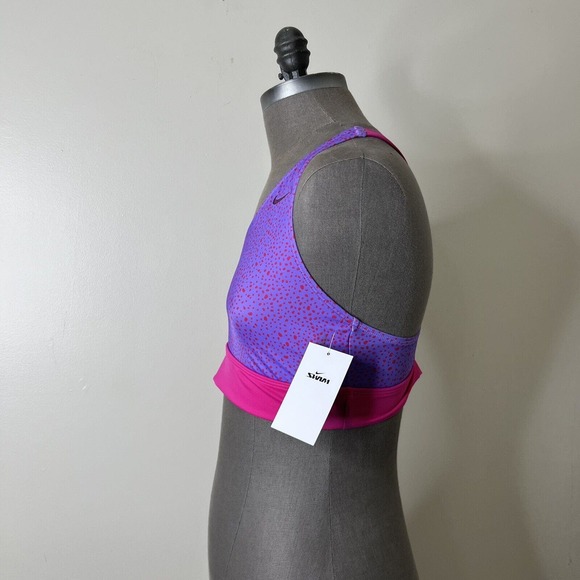 NEW! Nike Water Dots Big Kids Girls Asymmetrical Bikini Top Pink Large - Picture 4 of 5
